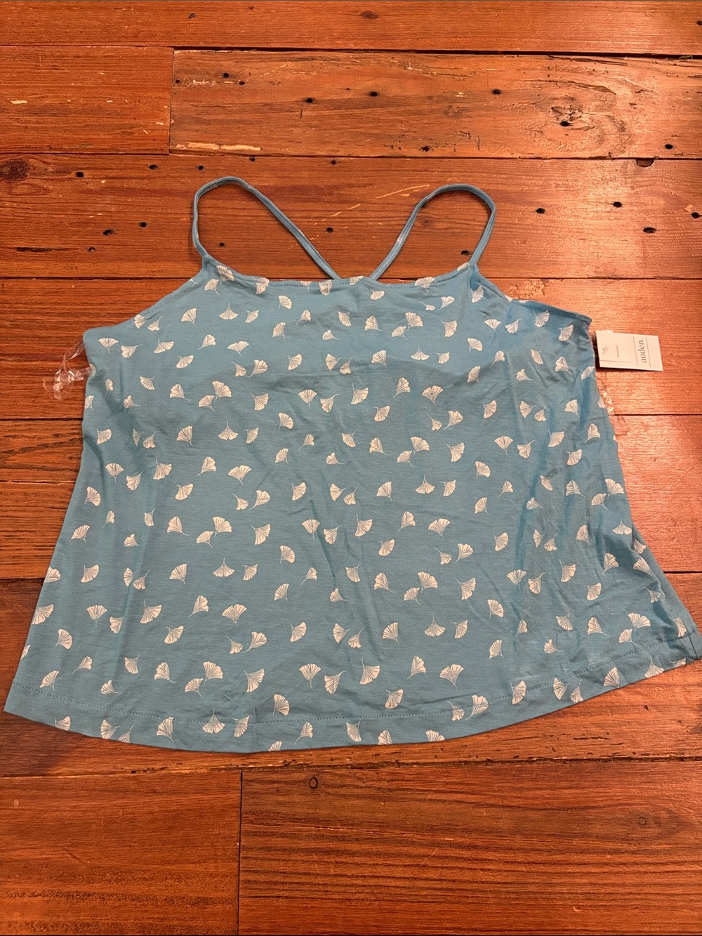 Auden Light Blue Leaf-Print Sleep Cami with built in bra